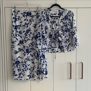 Wray Blue and White Floral Top